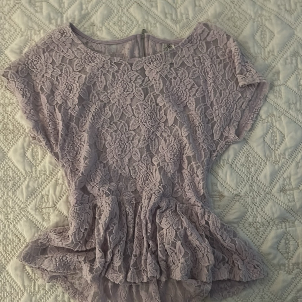 Peplum Lace Shirt Lavender 🎀💜